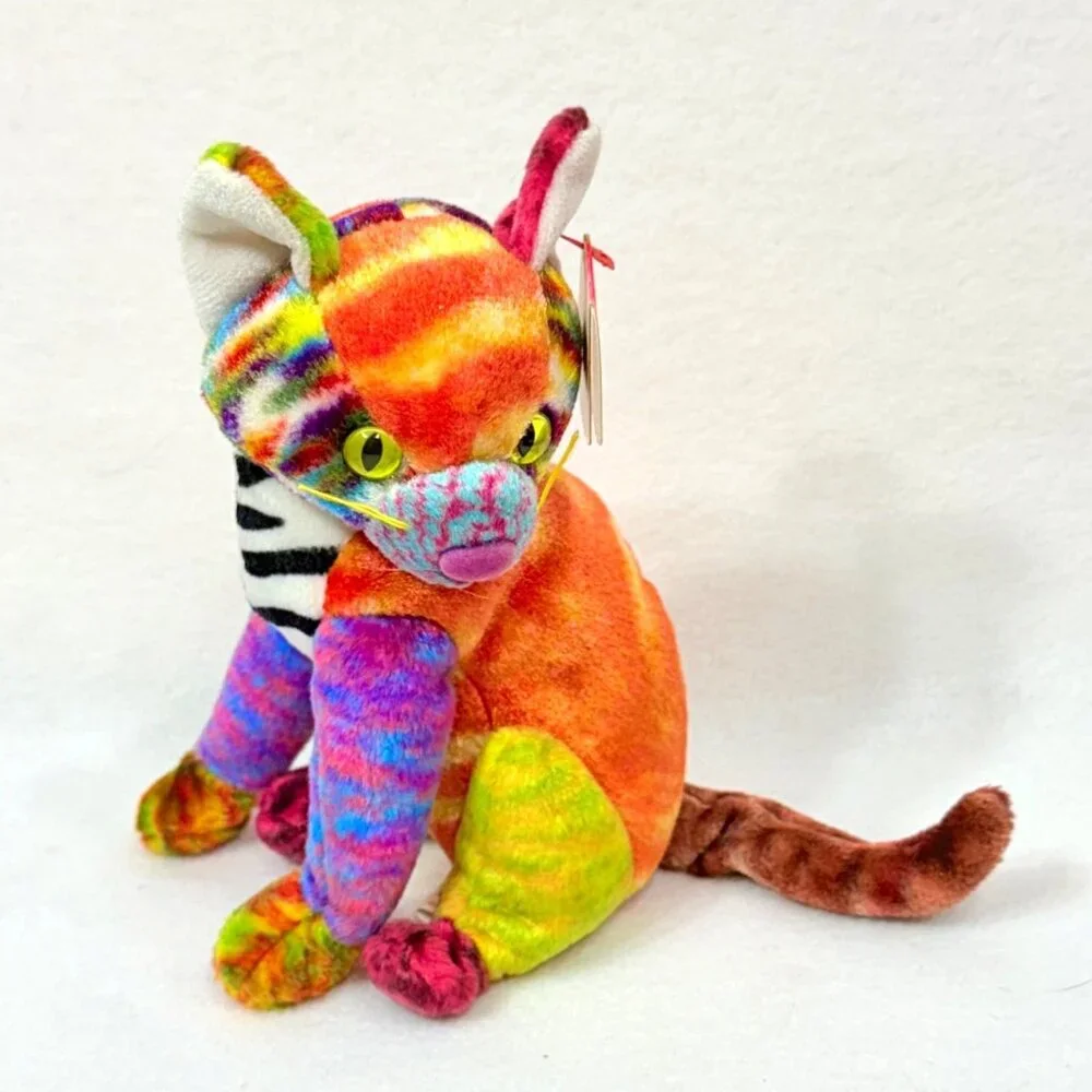 Ty Beanie Baby Kaleidoscope Cat Plush Multicolor Collectible Plush Cat All Tags - Picture 1 of 12